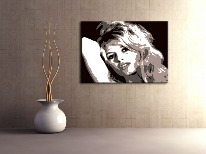 Tablou pictat manual POP Art Brigitte Bardot 1-piese 