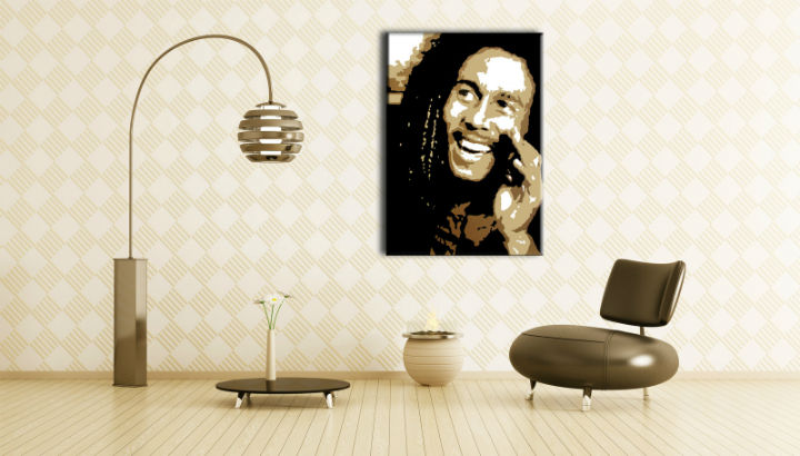 Tablou pictat manual POP Art Bob Marley 1-piese