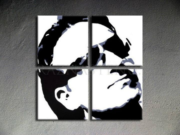 Tablou pictat manual POP Art BONO-U2 4-piese 100x100cm