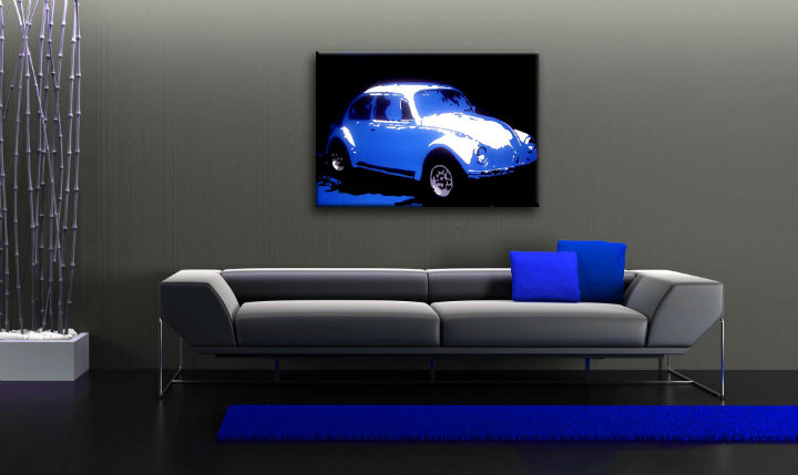 Tablou pictat manual POP Art Volkswagen Beetle 1-piese -  100x70 cm