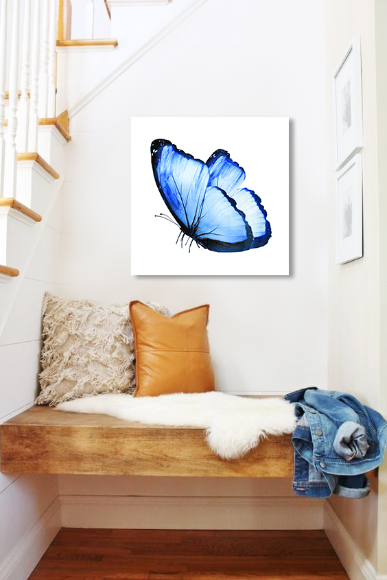 Tablou pe oglinda Fluture Albastru Mirrora 14 - 50x50 cm