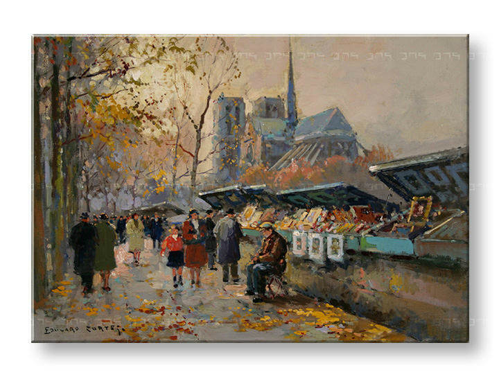 Tablouri BOOK SELLERS ALONG THE SEINE  – Edouard Leon Cortes